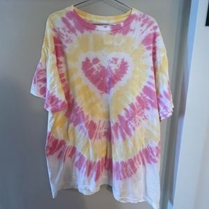 NEW Tie Dye Heart Oversides Tee from PacSun